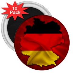 Germany Map Flag Country Red Flag 3  Magnets (10 Pack)  by Nexatart