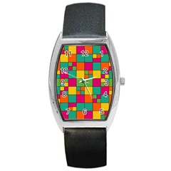 Squares Abstract Background Abstract Barrel Style Metal Watch by Nexatart