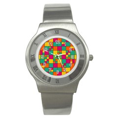 Squares Abstract Background Abstract Stainless Steel Watch by Nexatart