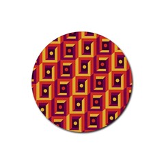 3 D Squares Abstract Background Rubber Round Coaster (4 pack) 