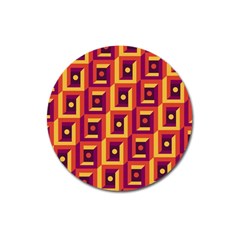 3 D Squares Abstract Background Magnet 3  (round)