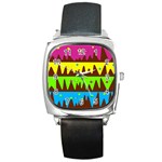 Illustration Abstract Graphic Square Metal Watch Front