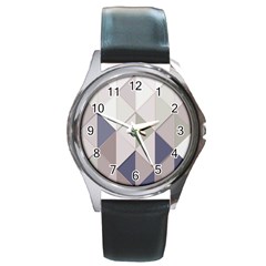 Background Geometric Triangle Round Metal Watch by Nexatart