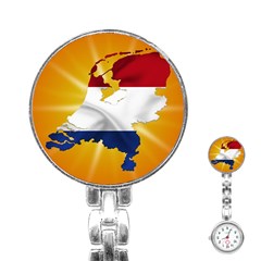 Holland Country Nation Netherlands Flag Stainless Steel Nurses Watch