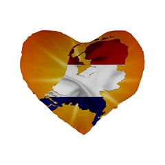 Holland Country Nation Netherlands Flag Standard 16  Premium Flano Heart Shape Cushions by Nexatart