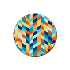 Geometric Retro Wallpaper Rubber Round Coaster (4 Pack)  by Nexatart