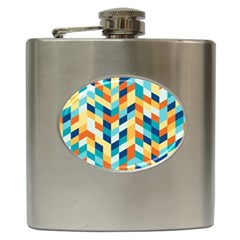 Geometric Retro Wallpaper Hip Flask (6 Oz) by Nexatart