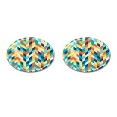 Geometric Retro Wallpaper Cufflinks (oval) by Nexatart