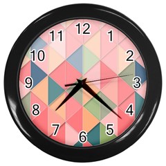 Background Geometric Triangle Wall Clocks (black) by Nexatart