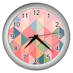 Background Geometric Triangle Wall Clocks (silver)  by Nexatart