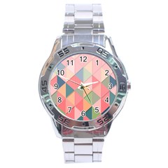 Background Geometric Triangle Stainless Steel Analogue Watch by Nexatart