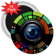 Lens Photography Colorful Desktop 3  Magnets (10 Pack)  by Nexatart