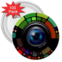 Lens Photography Colorful Desktop 3  Buttons (100 Pack)  by Nexatart