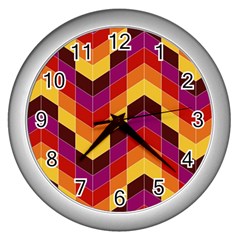 Geometric Pattern Triangle Wall Clocks (silver)  by Nexatart