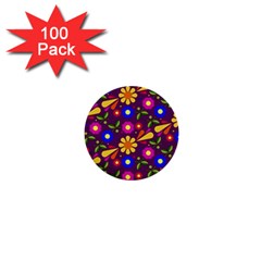 Flower Pattern Illustration Background 1  Mini Buttons (100 Pack)  by Nexatart