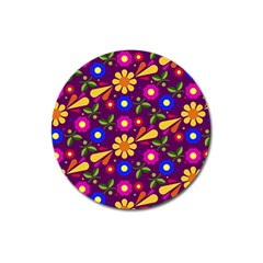 Flower Pattern Illustration Background Magnet 3  (round)