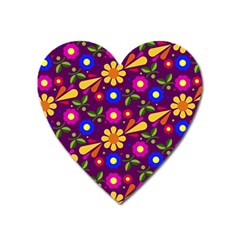 Flower Pattern Illustration Background Heart Magnet by Nexatart