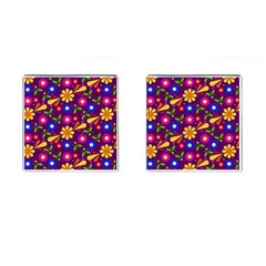 Flower Pattern Illustration Background Cufflinks (square) by Nexatart