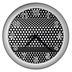 Holes Sheet Grid Metal Wall Clocks (silver)  by Nexatart