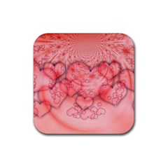 Heart Love Friendly Pattern Rubber Coaster (square)  by Nexatart