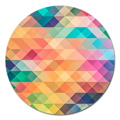 Texture Background Squares Tile Magnet 5  (round) by Nexatart