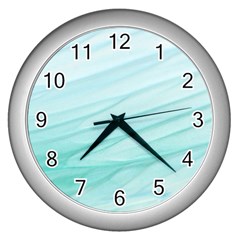 Blue Texture Seawall Ink Wall Painting Wall Clocks (silver)  by Nexatart