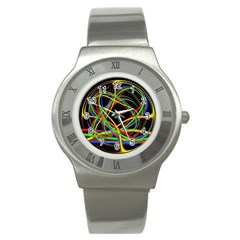 Ball Abstract Pattern Lines Stainless Steel Watch by Nexatart