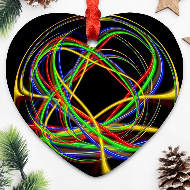 Ball Abstract Pattern Lines Heart Ornament (Two Sides)