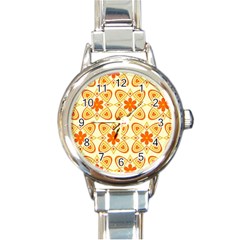 Background Floral Forms Flower Round Italian Charm Watch by Nexatart