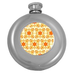 Background Floral Forms Flower Round Hip Flask (5 Oz) by Nexatart