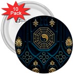 Ying Yang Abstract Asia Asian Background 3  Buttons (10 pack)  Front