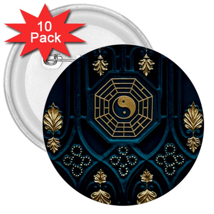 Ying Yang Abstract Asia Asian Background 3  Buttons (10 pack) 