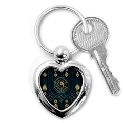 Ying Yang Abstract Asia Asian Background Key Chains (heart)  by Nexatart