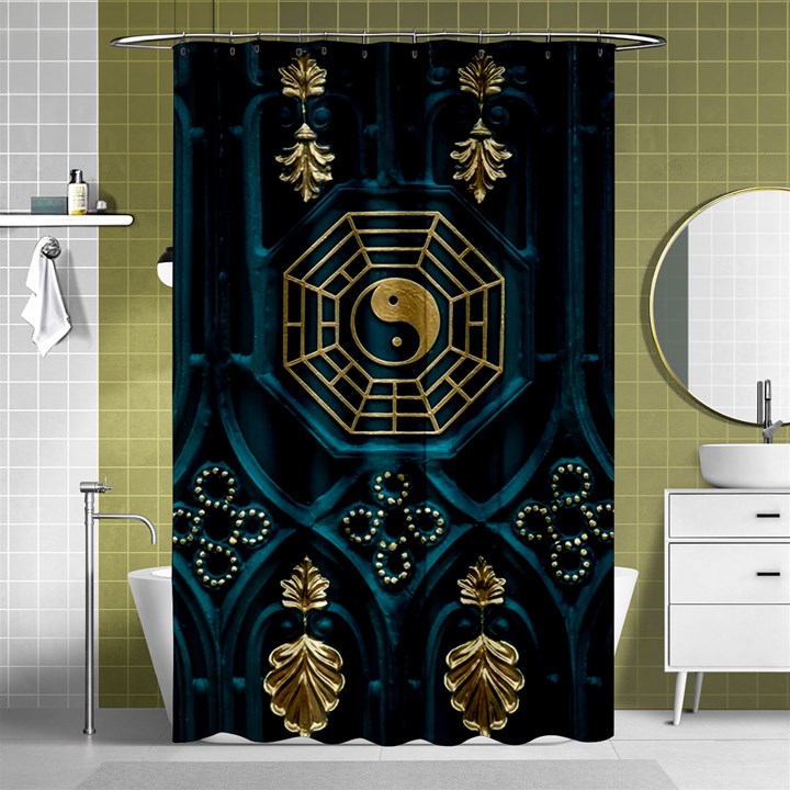 Ying Yang Abstract Asia Asian Background Shower Curtain 48  x 72  (Small) 