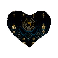 Ying Yang Abstract Asia Asian Background Standard 16  Premium Flano Heart Shape Cushions by Nexatart