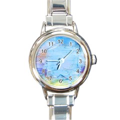 Background Art Abstract Watercolor Round Italian Charm Watch