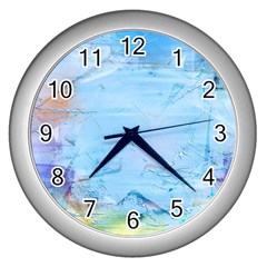 Background Art Abstract Watercolor Wall Clocks (Silver) 