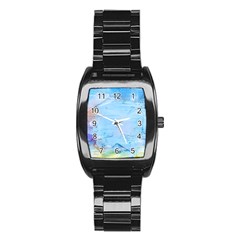 Background Art Abstract Watercolor Stainless Steel Barrel Watch