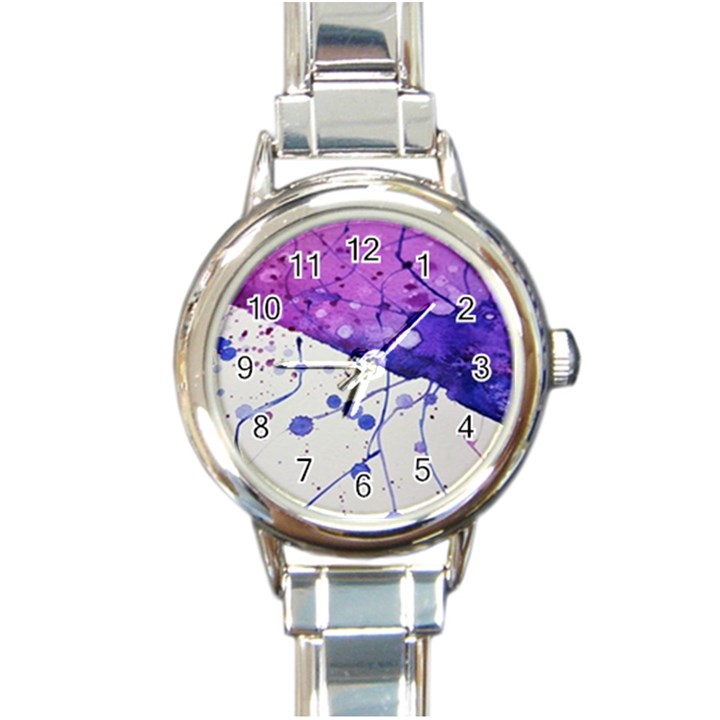 Art Painting Abstract Spots Round Italian Charm Watch