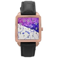 Art Painting Abstract Spots Rose Gold Leather Watch  by Nexatart