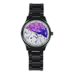 Art Painting Abstract Spots Stainless Steel Round Watch by Nexatart