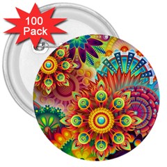 Colorful Abstract Background Colorful 3  Buttons (100 Pack)  by Nexatart