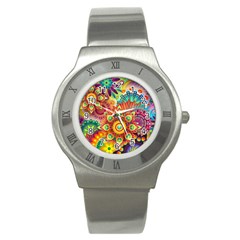 Colorful Abstract Background Colorful Stainless Steel Watch by Nexatart