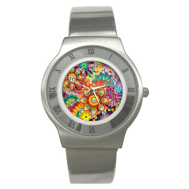 Colorful Abstract Background Colorful Stainless Steel Watch