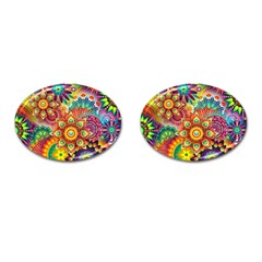 Colorful Abstract Background Colorful Cufflinks (oval) by Nexatart