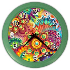 Colorful Abstract Background Colorful Color Wall Clocks by Nexatart