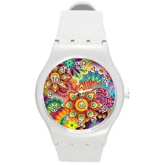 Colorful Abstract Background Colorful Round Plastic Sport Watch (m) by Nexatart