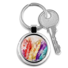 Feathers Bird Animal Art Abstract Key Chains (round)  by Nexatart