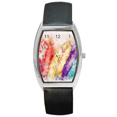 Feathers Bird Animal Art Abstract Barrel Style Metal Watch by Nexatart