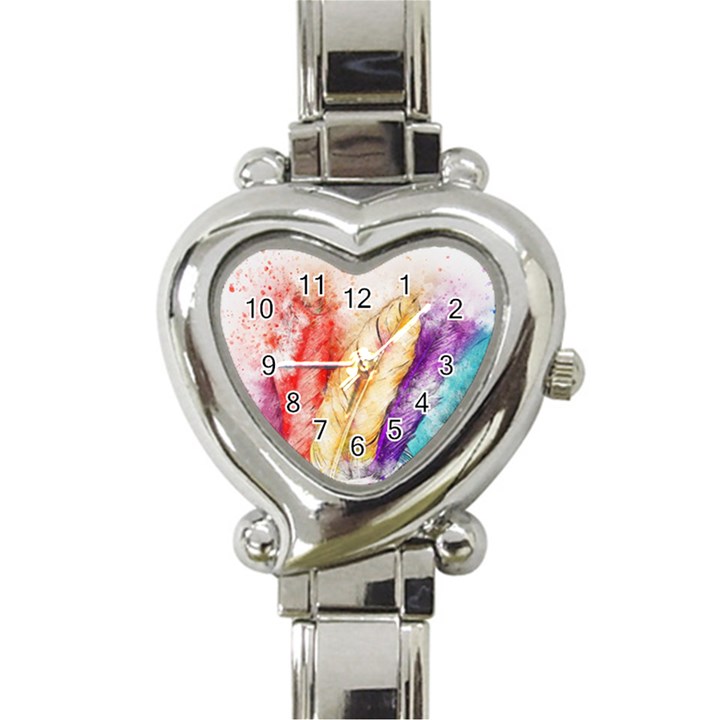 Feathers Bird Animal Art Abstract Heart Italian Charm Watch